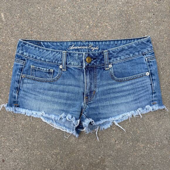 Y2K American Eagle Outfitters Low Rise Cutoff Jean Shorts Size 6 - Picture 1 of 9